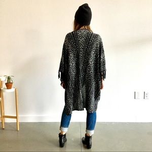 Free People black/ grey/ silver kimono with fringe